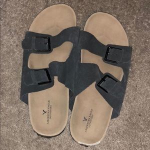 American Eagle Slip On Suede Buckle Sandals
